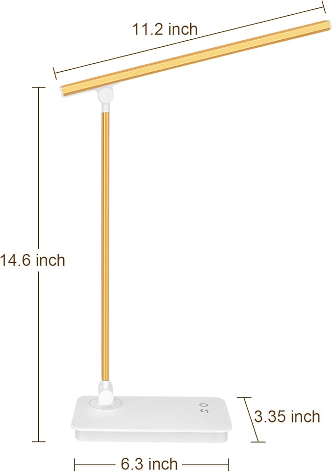LED Desk Lamp with USB Charging Port Dimmable Eye Caring Table Lamp for Home Office, Touch Control with 5 Lighting Modes 3 Level Brightness