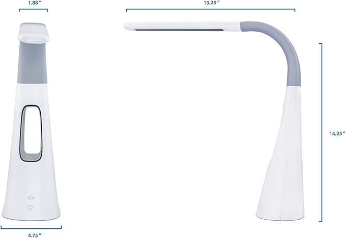 Turcom LED Desk Lamp with Fan, Cool Breeze Lamp with Bladeless Fan with Adjustable Neck, 3 Speeds and 5 Brightness Levels, White