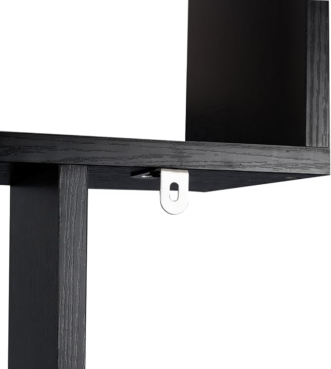 Tangkula 6-Tier Geometric Bookcase, Modern S-Shaped Storage Display Bookshelf for Living Room, Anti-Toppling Device, Home Office Wooden 6 Shelf Open Bookcase (1, Black)