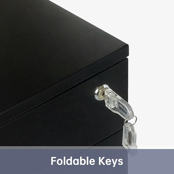 3 Drawer Locking Mobile Metal Storage, File Cabinet for Home or Office, Assembled (Except Casters), Black