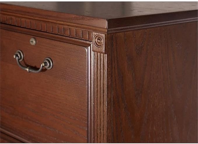 Pemberly Row Traditional 4-Drawer Wood Filing Cabinet Office Storage in Brown, Solid Wood, Sturdy and Durable, Office or Home Use, Secure Document Organization, Classic Design