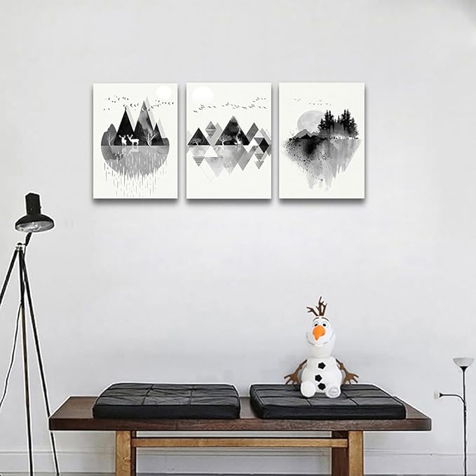 Lapremoly Black And White Geometry Wall Paintings Large Wall Art For Living Room Abstract Wall Decor For Bedroom Office Decoration Wall Pictures Modern Framed Canvas Wall Posters 20x28 Inch 3 Piece