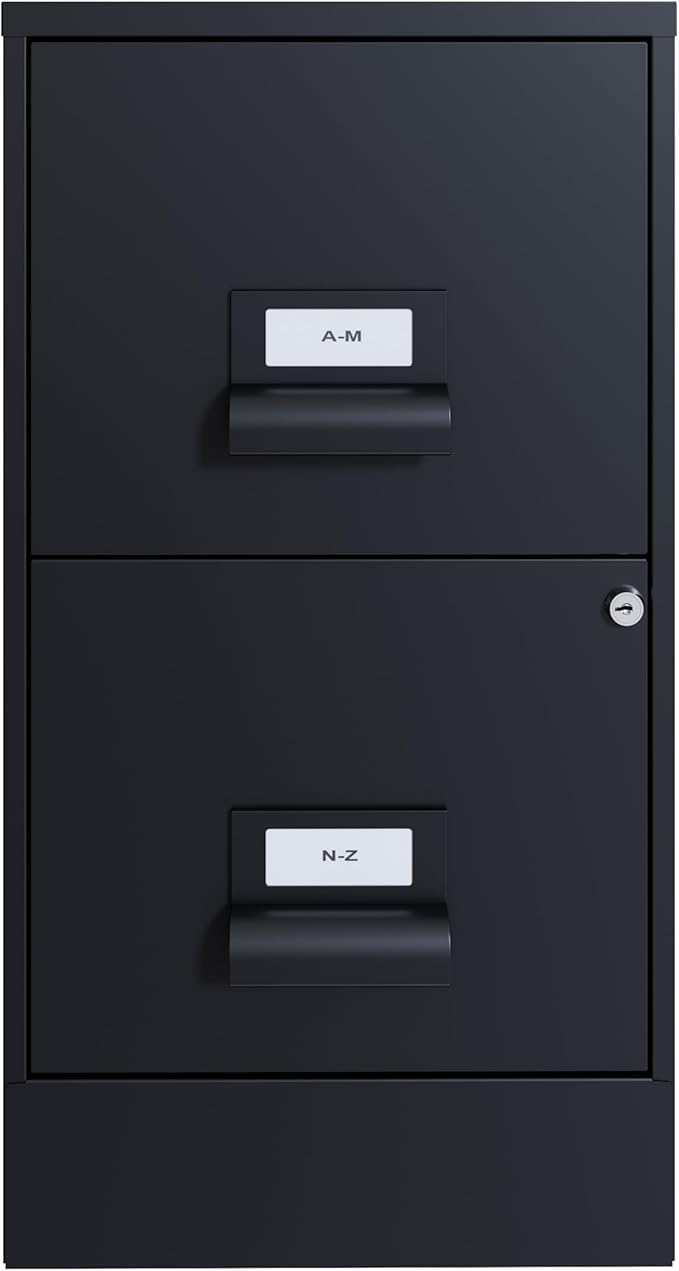 Office Dimensions 18" Deep 2 Drawer Premier Height File Cabinet, Black