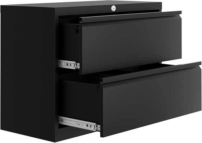 GAOMON 2-Drawer File Cabinet with Lock, Metal Lateral Filing Cabinets for Letter/Legal Size Documents, Heavy Duty File Storage for Home Office, Black (2 Drawers)