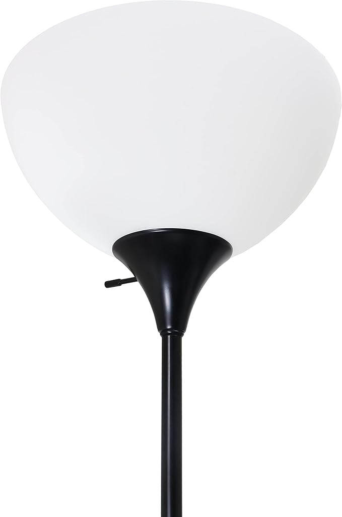 Simple Designs LF2000-BLK-2PK 2 Light Mother Daughter Floor Lamp with Reading Light, 2 Pk Black, 71.5"