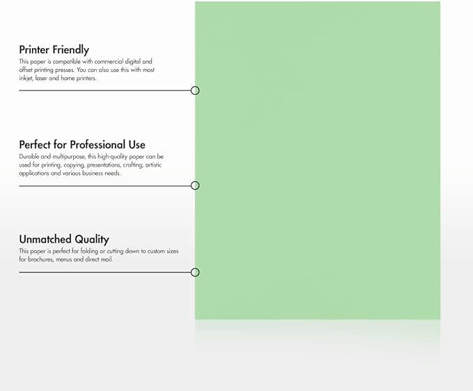 LUXPaper 8.5" x 11" Paper | Letter Size | Pastel Green | 60lb. Text | 50 Qty