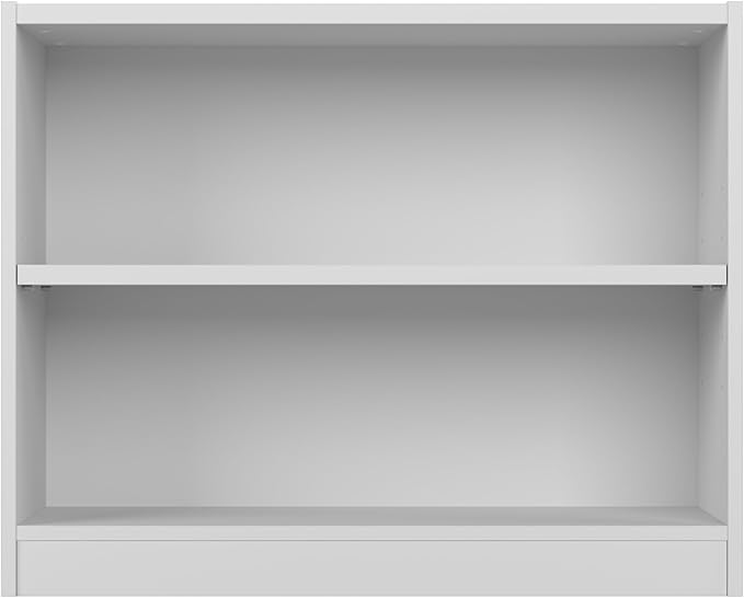Bush Home Universal Small 2 Shelf Bookcase in White, Low Storage and Display Bookshelf for Home Office or Living Room Organization