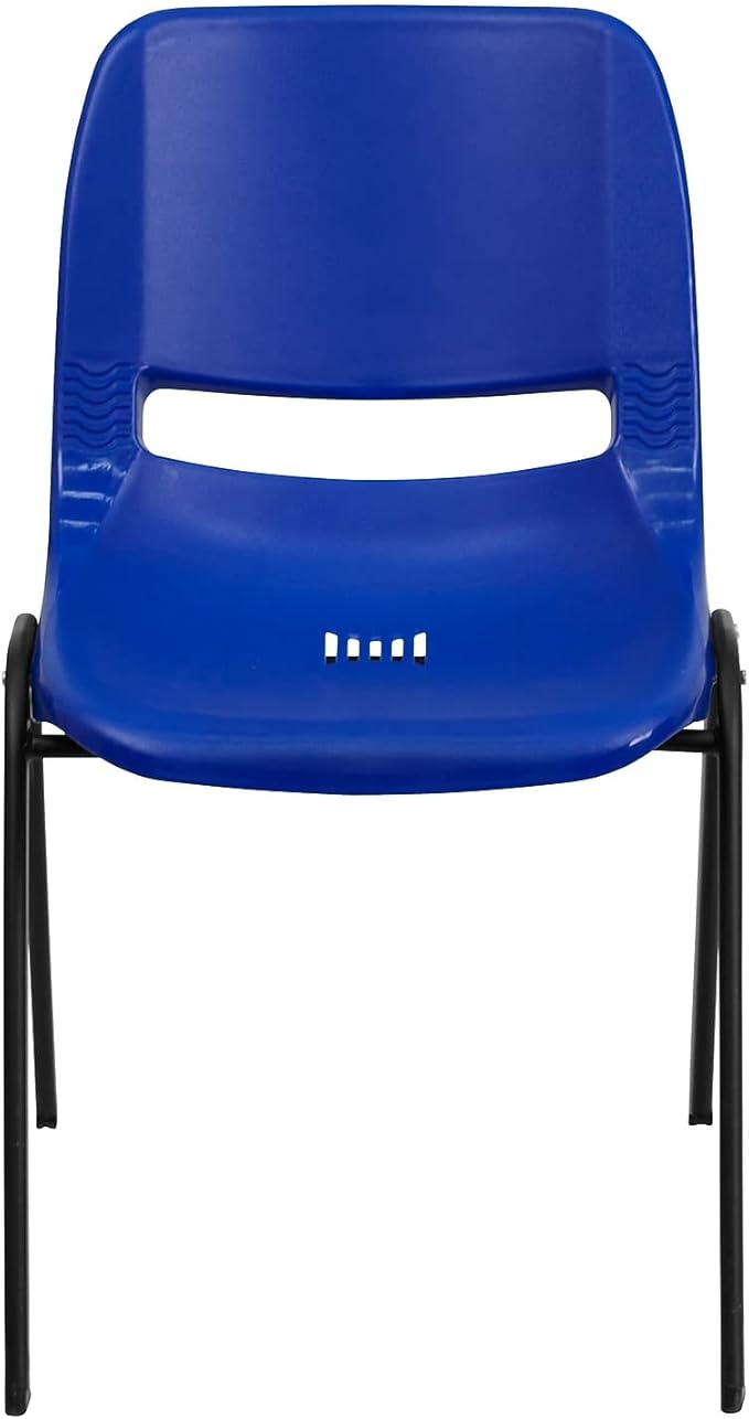 Flash Furniture HERCULES Series 661 lb. Capacity Navy Ergonomic Shell Stack Chair with Black Frame and 16'' Seat Height