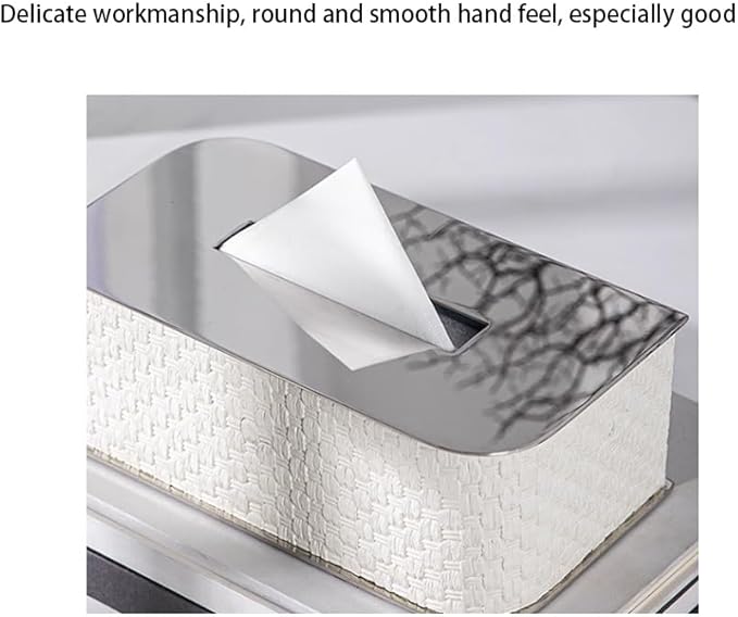 Stylish Tissue Box High-Grade Tissue Box Creativity Tissue Box and Bathroom Facial Napkin Box for Bedroom Vanity Offices Home Gift Decor Modern Tissue Box (Color : White, Size : Small) (White Large)