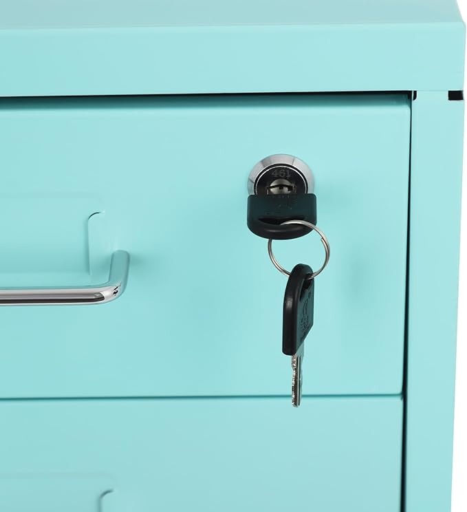 6 Drawer Rolling Metal Filing Cabinet, Metal Vertical Filing Cabinets with Lock, Rolling Under Desk Steel Lockable Filing Cabinets with Wheel, Vertical Files Cabinet for Home Office