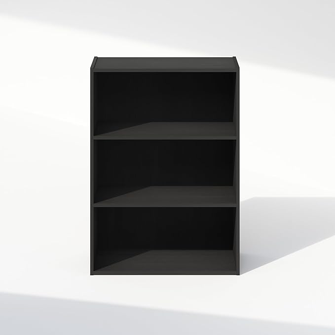 Furinno Simple Book Shelf, 3-Tier Bookshelf, Storage Shelves Bookcase, 9.7 x 23.7 x 31.5, for Living Room, Bedroom, Home Office, Americano