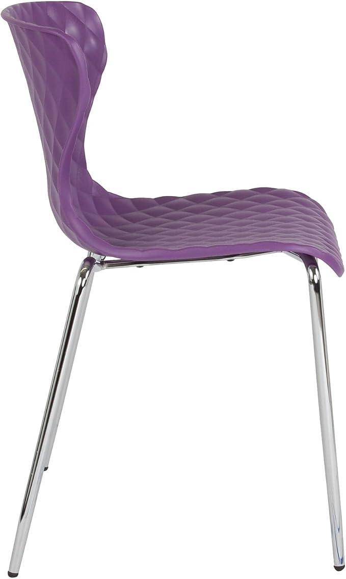 Flash Furniture Lowell Contemporary Design Purple Plastic Stack Chair