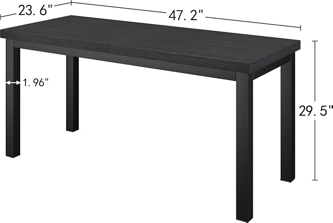 Modern Simple Table with Thick Tabletop, 47 Inch Small Computer Desk, Gaming Desk with Adjustable Feet, Study Writing Table for Home Office Work, Black