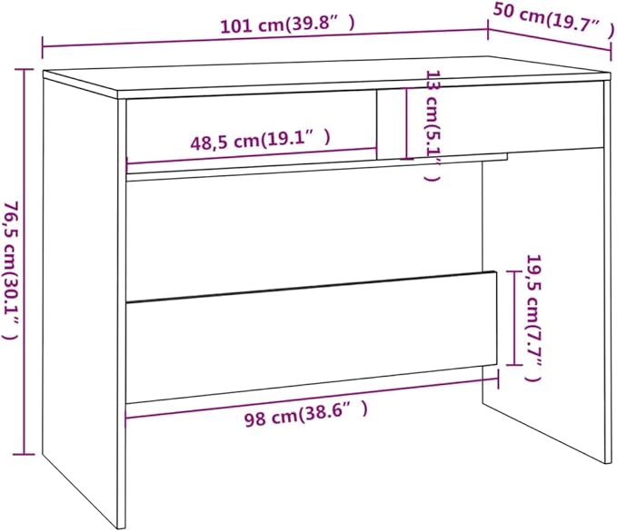 Modern Writing Computer Desk, Home Office Desk Writing Study Table PC Desk Workstation for Bedroom, White 39.8"x19.7"x30.1" Engineered Wood(L)