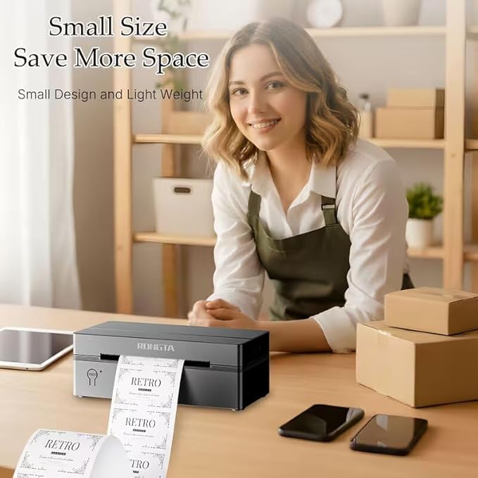 Portable Wireless Thermal Printer – Bluetooth & USB Label Maker Compatible with Android, iPhone & Windows, Monochrome Receipt & Label Printer for Home Office & Small Business