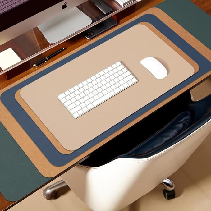 Cork Desk Mat - Dual-Sided Desk Pad for Office and Home - Desk Organization and Accessories - Ideal for Large Mouse Pad and Desk Mats on Top of Desks(Gray,80cmx 40cm)