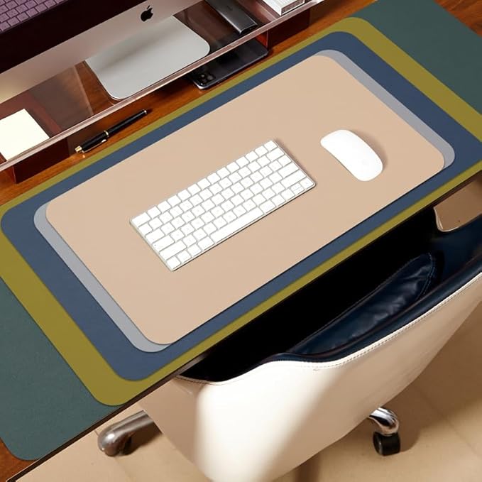 Leather Desk Mat - Non-Slip PU Desk Pad for Office and Home - Desk Organization and Accessories - Ideal for Large Mouse Pad and Desk Mats on Top of Desks (Apricot,27.6"x 13.8")