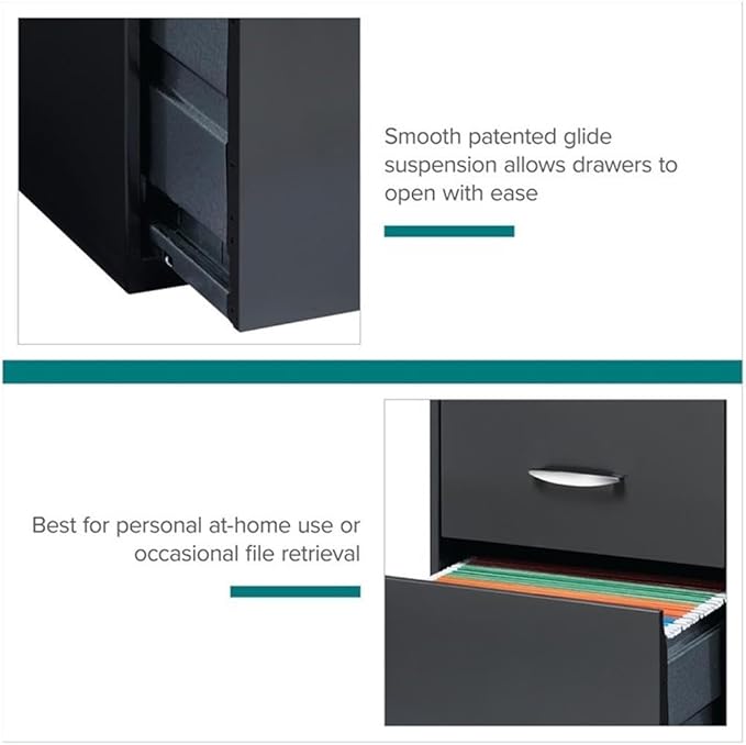 Pemberly Row Set of 5 Contemporary 3-Drawer Metal File Cabinet in Charcoal