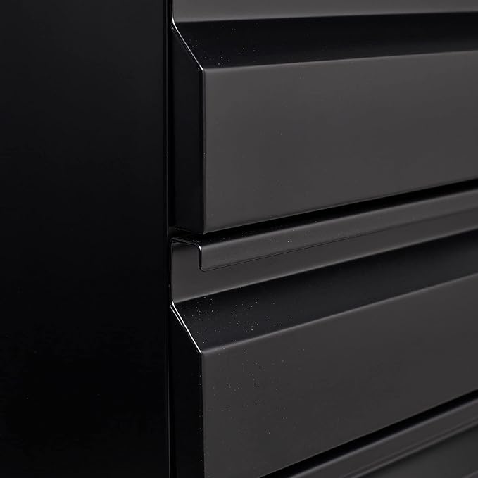 3-Drawer Mobile File Cabinets Rolling Metal Filing Cabinet for Legal & Letter File Anti-tilt Design with Lock Under Desk Office Drawers Fully Assembled Except Casters (Black)