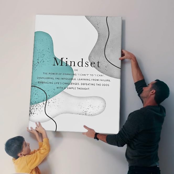Novatique Mindset Inspirational Wall Art Motivational Canvas Wall Art Positive Affirmations Print Poster Affirmations Quotes Classroom Bedroom Decor, 24 x 36inch