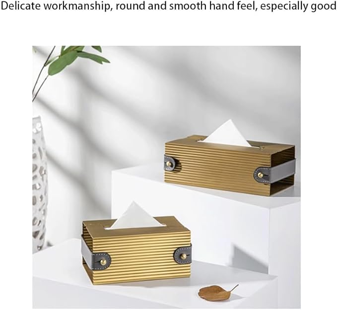 Stylish Tissue Box Car Tissue Box Rectangle Napkin Box Holders and Modern Desktop Decoration for Bathroom Vanity Countertops Offices Gift Modern Tissue Box (Color : Gold, Size : Large) (Gold Small)