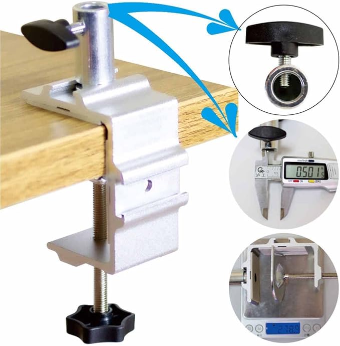 Replacement Clamp for 1/2” Base Magnifying Lamp,Desk Lamp,Magnify Lamp,Swing Arm Lamp,Phone Mount,Ipad Mount,Tablet Holder,Mic Holder (Silver)