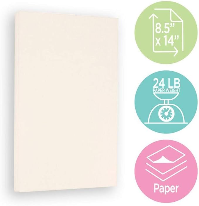 JAM PAPER Legal Strathmore 24lb Paper - 90 gsm - 8.5 x 14 - Nautral White Wove - 500 Sheets/Ream