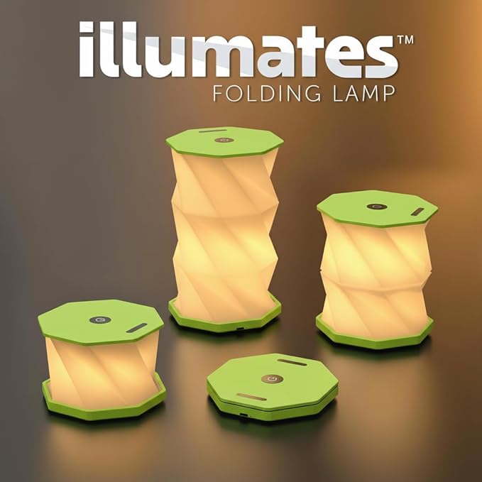 Origami Expanding Foldable LED Desk Lamp – USB Rechargeable & Portable - Dimmable Touch Control Light with Adjustable Height up to 5 1/2 for Office, Travel, Bedside - Sleek & Modern Design (Lime)