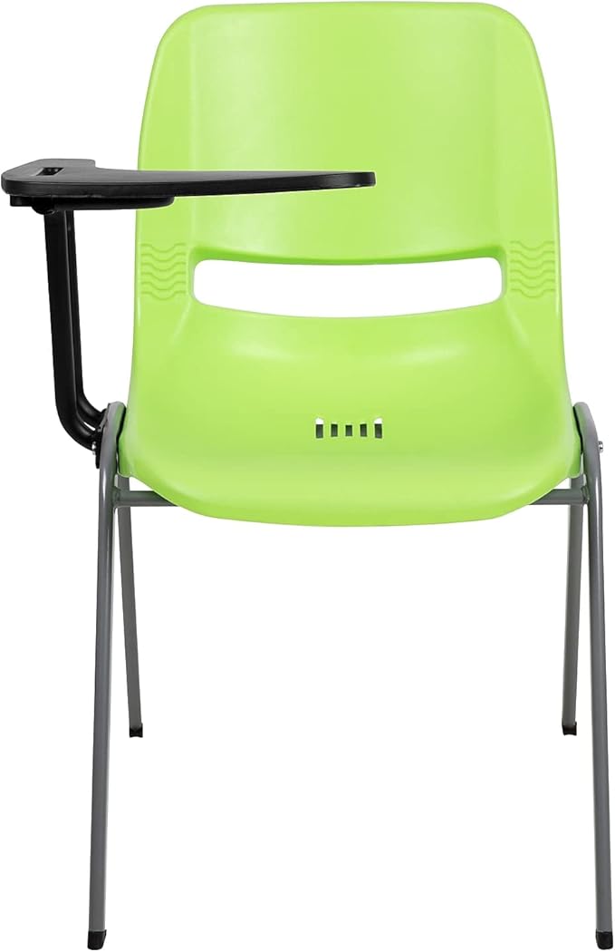 Flash Furniture HERCULES Green Ergonomic Shell Chair with Right Handed Flip-Up Tablet Arm
