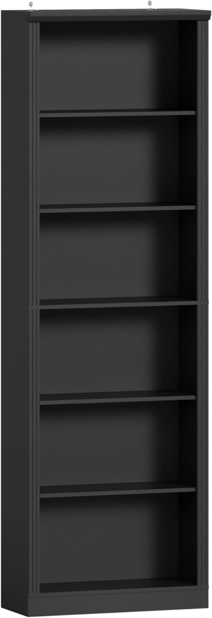 Tall Bookshelf, 6-Tier Bookcase with 2 Adjustable Shelves, Modern Farmhouse Storage for Living Room, Entryway, Office, 23.6" W x 74.8" H x 10.6" D, Black
