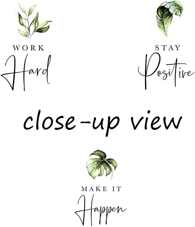 3 Piece Inspirational Wall Art, White Plants Sayings Picture, Quotes "Work Stay Make it" Canvas Prints for Office Decor, Triptych Entrepreneur Framed Artwork for Women Men Home Wall Decor (36"Wx24" H)
