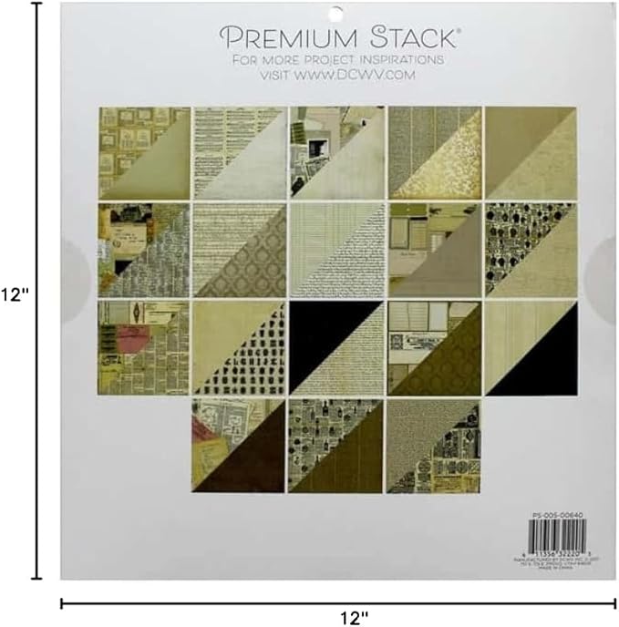 DCWV Printed Cardstock Paper 12x12, 36 Sheets of Scrapbook Paper for Crafts and Card Making, Double Sided Heavy Duty Cardstock with UV Gloss/Foil Accents - Vintage Memories