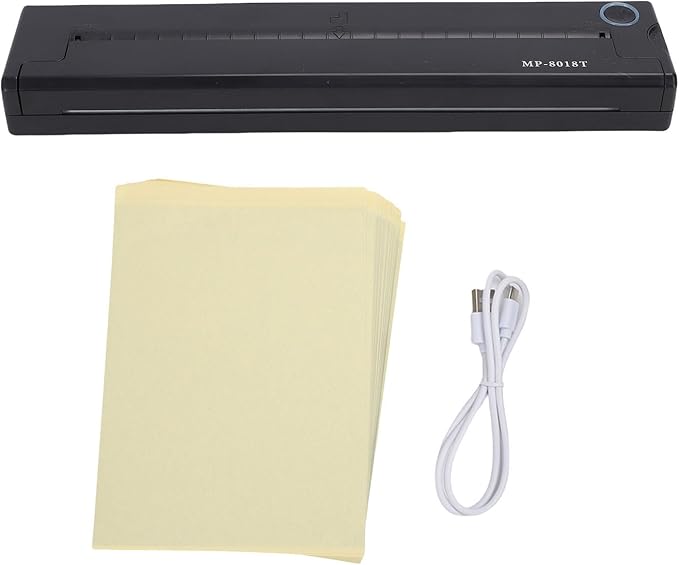 Portable Thermal Printer, Inkless Stencil Printer for Travel Office Home, with 210mm 218mm Thermal Paper, Compatible with iOS Phone Laptop, 2000mah
