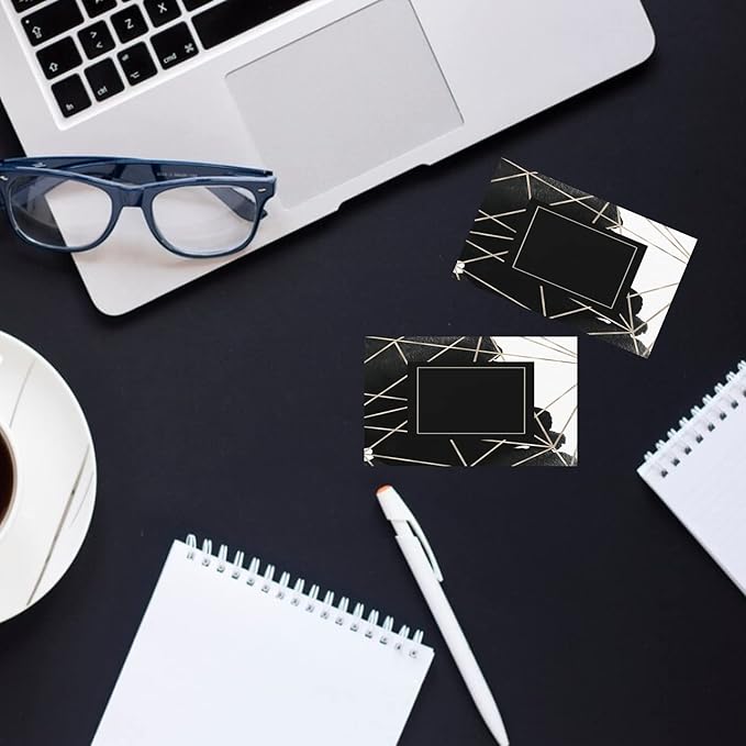 Business Cards Customize with Black & White Templates, Custom Business Cards Personalized with Your Logo, 3.5"X 2" 300gsm Matte Paper for Small Business