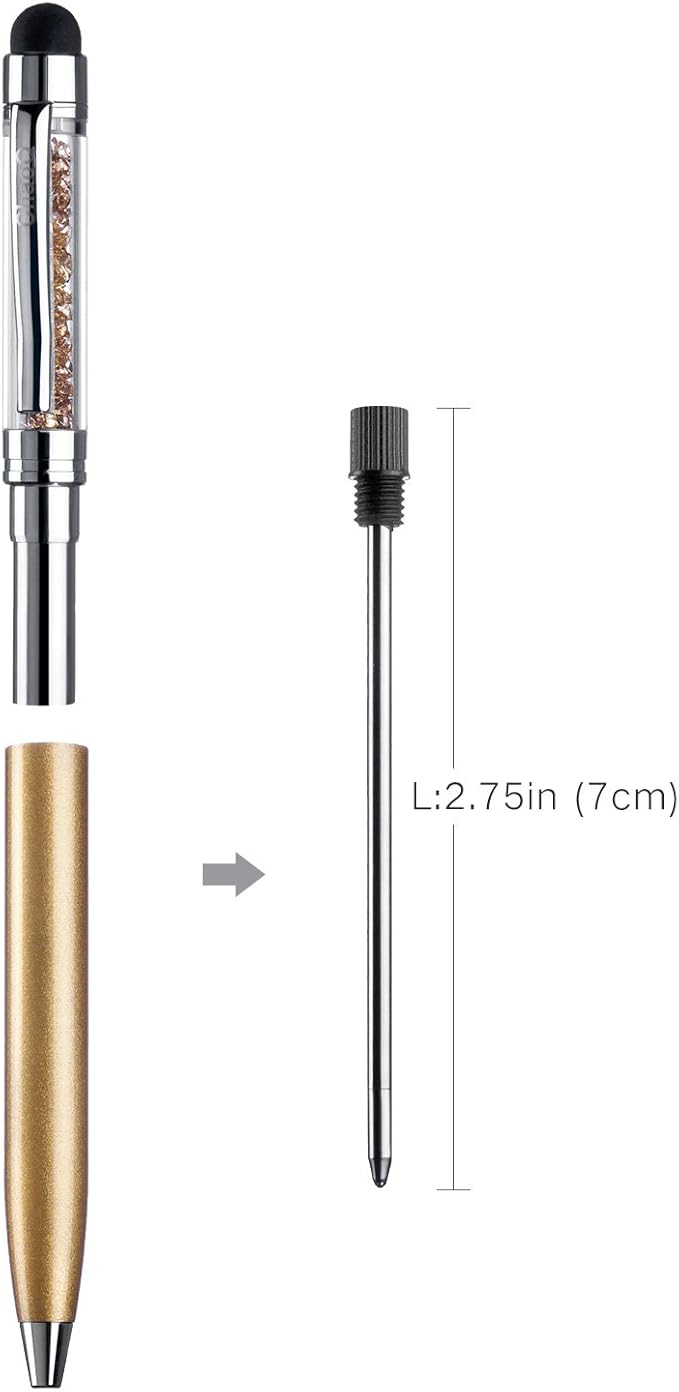 Black Ink Refills (10 Pcs), Replaceable Pen Refills, 2.75 inch (70 mm) Ballpoint Pens Refills, 1mm Medium Tips - Black