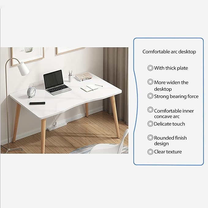27 inch Computer Desk,Modern Ergonomic Design Office Desk Computer Table Thickened Plate Spacious Computer Desk Wood PC Work Writing Table White