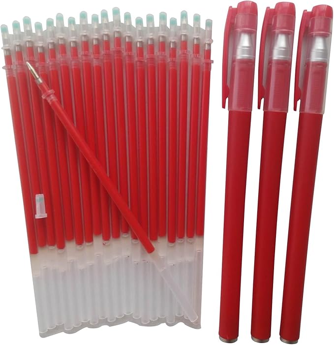 Red Pens and 0.5mm Pen Refill,Gel Pen Ink Refills Set Kit, 20 Pcs Red Ink Pen Refills with 3 Gel Pens(red Pen & Refill)