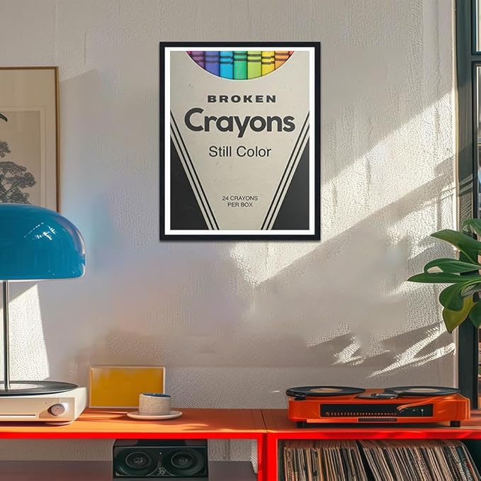Broken Crayons Still Color Framed Canvas Print Wall Art, Resilience Motivational Quote, Corporate Office Decor for Entrepreneurs, Modern Abstract Wall Pictures Ready to Hang, 12.5x16.5 Inches