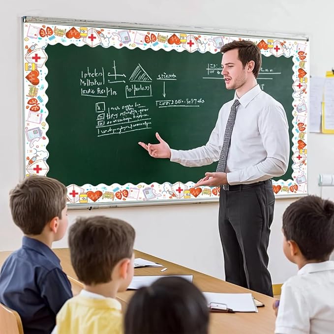 65Feet Healthcare Workers Nurse Bulletin Board Borders Roll for Doctor Appreciation Week Nurse Day Party Decoration Medical Nursing Nurse Graduation School Classroom Hospital Bulletin Board Décor