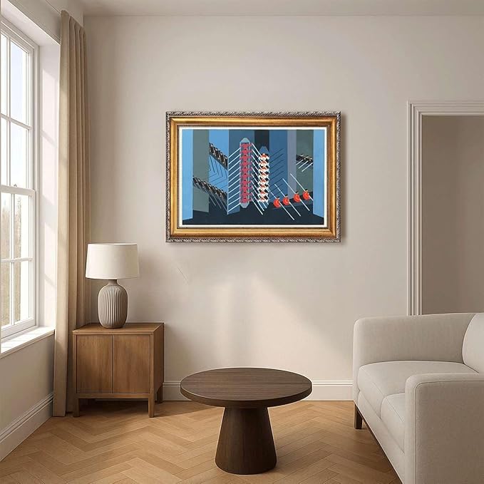 Framed Abstract Geometric Workers Poster Canvas Print Art Modern Minimalist Aesthetic Wall Art Painting Pictures Wall Decor Stunning Home Decor for Office Living Room (Retro Framed,24L"x36W")