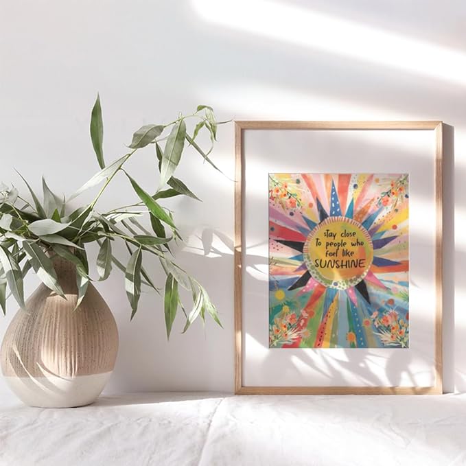 Inspirational Art positive Wall Decor - Colorful Watercolor Family Room Decor - positive Sayings Wall Art for Women, Happy Home Picture - Womens Bedroom Artwork, Inspirational Quotes Living room Print