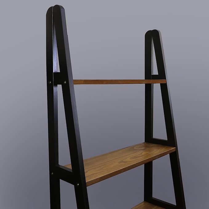 Casual Home 100% Solid Wood 5-Shelf Ladder Bookcase, Standard, 72" H, Two-Tone