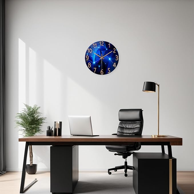 Big Wall Clock for Living Room Decor Blue Decorative Wall Clocks Battery Operated 20 Inch Silent Wall Clock Non Ticking