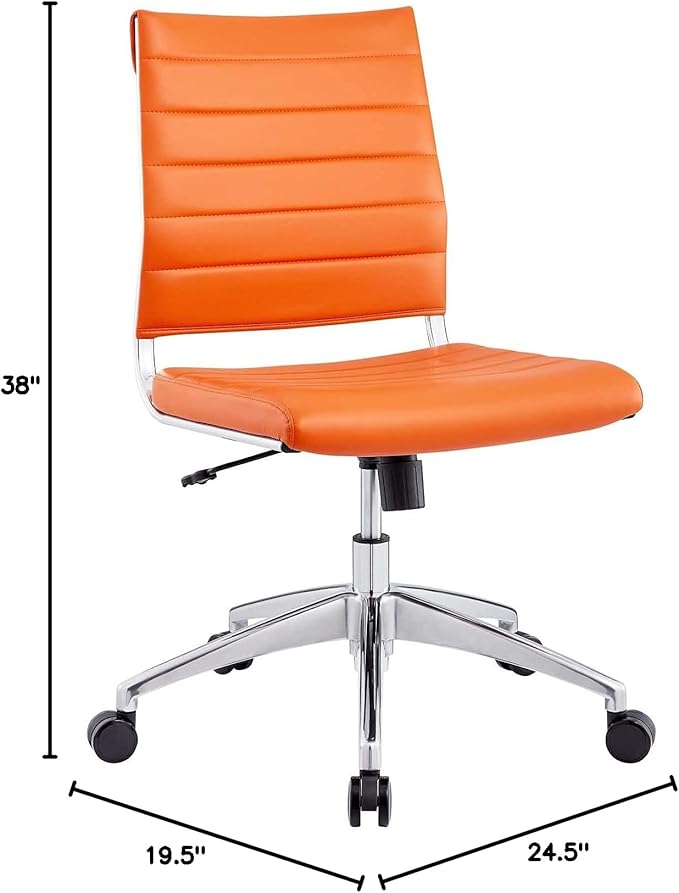 Modway EEI-1525-ORA Jive Ribbed Armless Mid Back Swivel Conference Chair In Orange