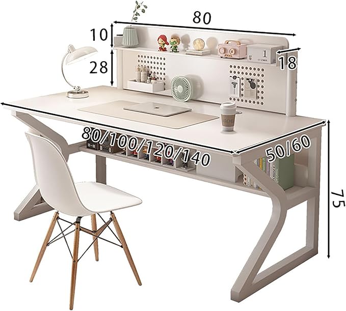 BK&MF Modern Simple Writing Computer Desk,with Storage Portable Gaming Desk Study Laptop Table Space Saving for Home Office,B,120x60x75cm(47x24x30inch)