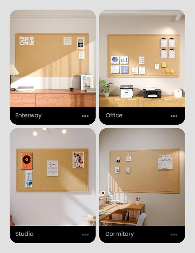 Fluxynara Large Bulletin Board, 59" x 35.4" Cork Board Alternative with 24 Safe Removable Adhesive Tabs, Foldable Felt Pin Board for Home Office, Classroom, Bedroom,Entryway for Walls— Mustard Yellow