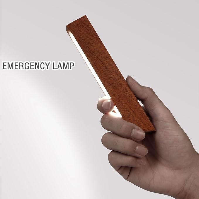 Wooden Desk Light ,Dimmable Desk Lamp for Home Office with USB Wireless Charging Port ,Touch Control RotatableDesk Adjustable Night Light(Sapele Wood)