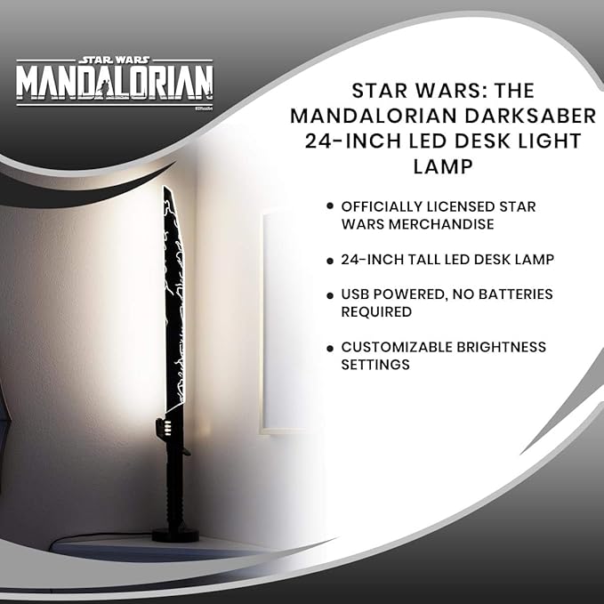 Robe Factory Star Wars The Mandalorian Darksaber 24-Inch LED Desk Light Lamp