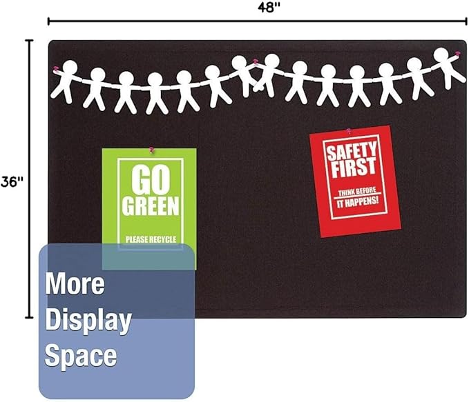 Quartet Bulletin Board 48"W x 36"H Fabric Cork Board Alternative for Office School or Home Décor, Black (7684BK)