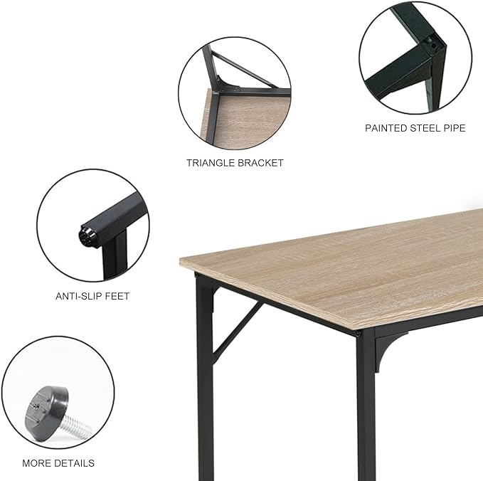 NChanmar 47 Inch Computer Desk, Office Desk Gaming Desk with Metal Frame, Writing Workstation for Home Office, Space Saving Computer Table for Small Space (Nature) 47x19.6x29